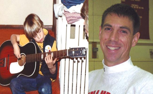Physical education teacher David OHara as a child and now. 