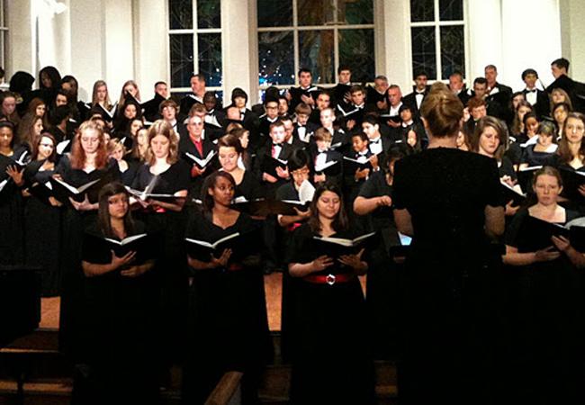 All six choirs sang together at the end of the night. 