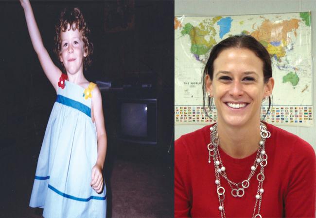 History and psychology teacher Whitney Dunning as a child and present day. 