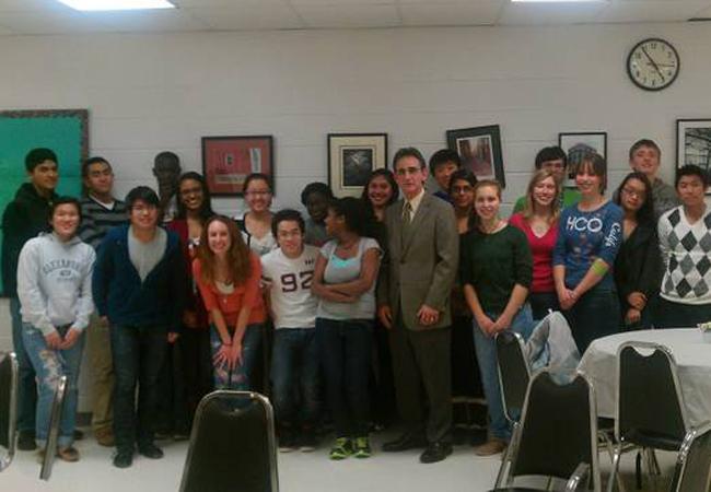 The Class of 2012 IB Diploma Candidates pose with Principal Vince Randazzo. 
