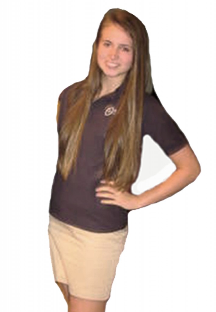 Sophomore Ally Mastrota poses in her school uniform