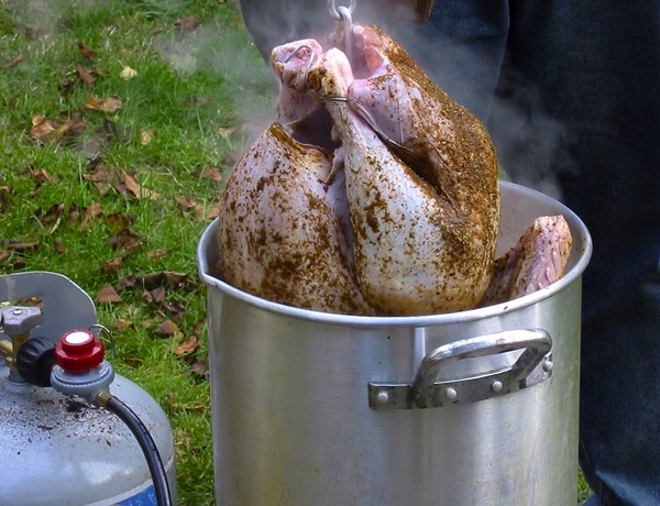 Several students have taken the option to deep fry their turkeys this holiday with their families.