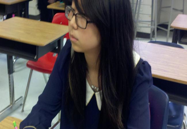 Elise Kim is an Asian student among many in AHS.