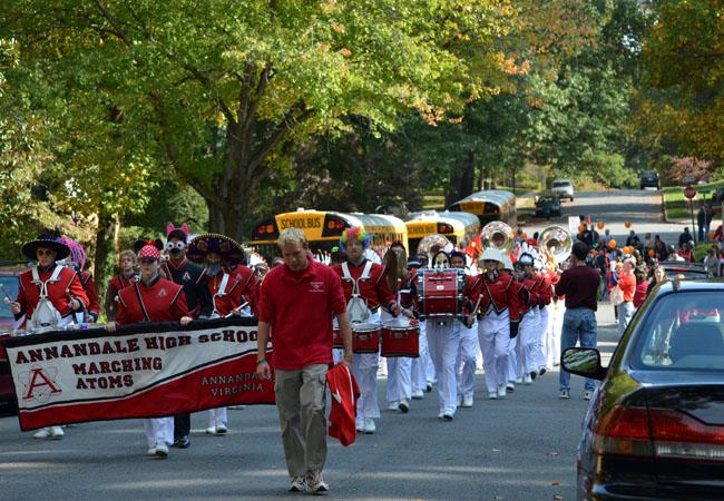 To follow tradition, the clarinet section of the Marching Atoms coordinate heir costumes at the Wakefield Chapel parade.