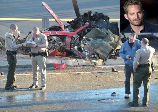 The car crash site of Paul Walker on Nov. 30.