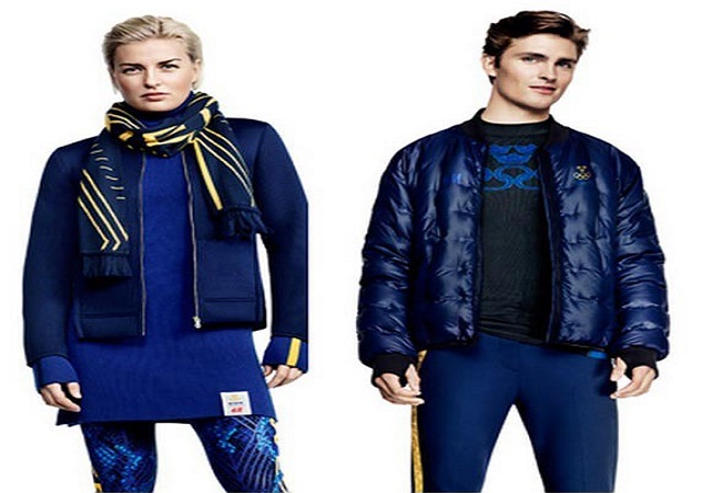 Swedish athletes wear their uniforms designed by popular clothing retailer H&M. 