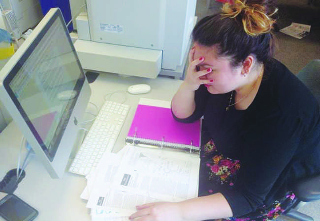 Senior Jenna Velasquez is stressed out about compiling all the paperwork for her applications.