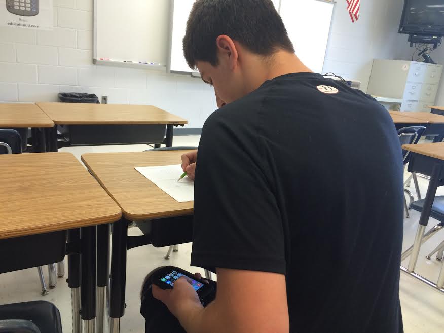 Students often hold their phones under their desks to search for ideas.
