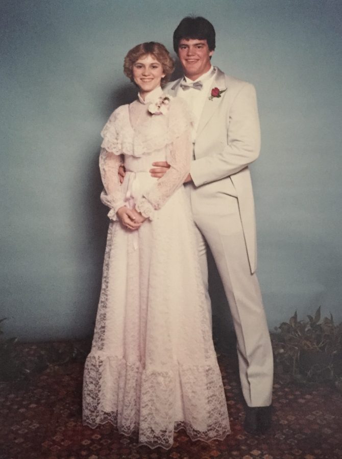 Dwyer attending prom in 1983 at West Springfield High School.