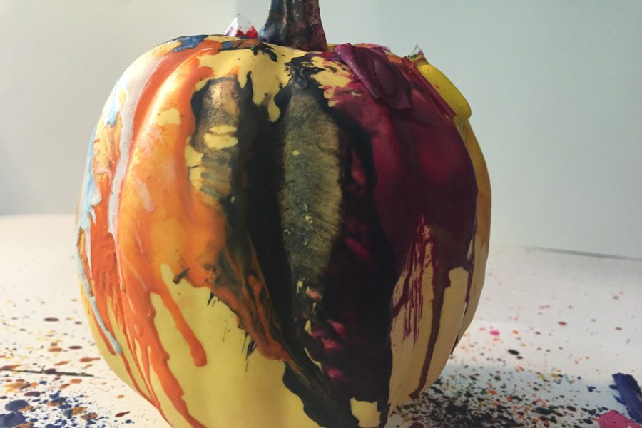 Take the tape off the pumpkin, and your cute, easy to decorate pumpkin is complete. 