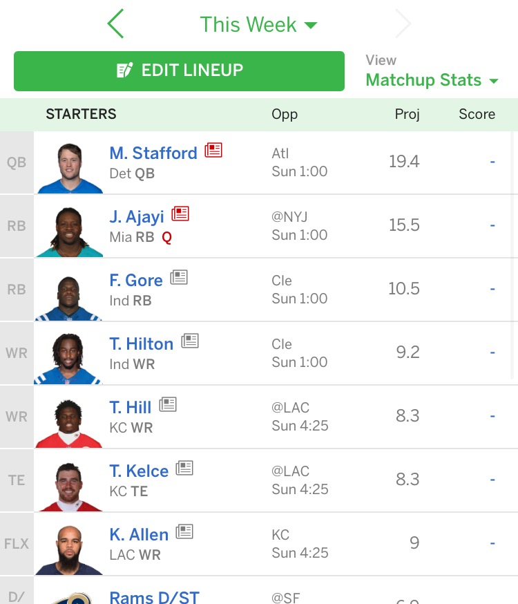Fantasy Football allows for rotating players and changing line-ups from week to week. 