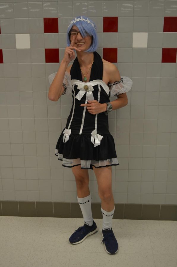 Overall winner, senior Tommy Nguyen wins the A-Blast 2017 Halloween Costume Contest as the anime character, Rem from Re;Zero - a  Japanese light novel series.