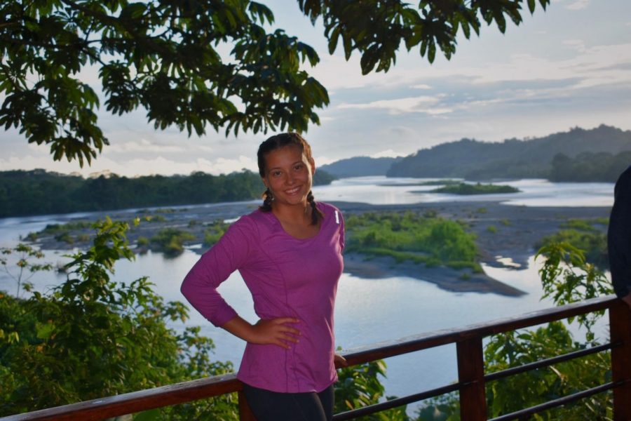 Sophia Baraban enjoys the sunset after her first day of service in the Amazon. “The lodge I was staying in had the most beautiful view of Río Napo,” Baraban said.