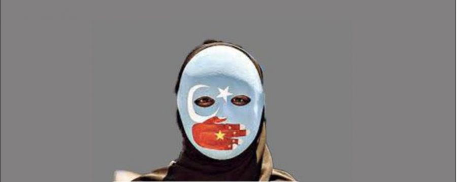 The blue mask is worn during protests against the Uyghur concentration camps. It symbolizes how China is silencing the Uyghurs.