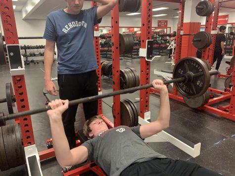 Athletes try to improve their upper body strength through bench press in 4 x 8 sets.