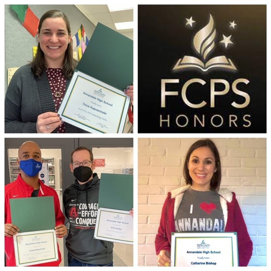 Catie Bishop (bottom right), Jewad Abdulhadi (bottom left), Erik Healey (bottom left), and Tricia Kapuscinski (top left) pose with their Outstanding Staff Award certificate.
