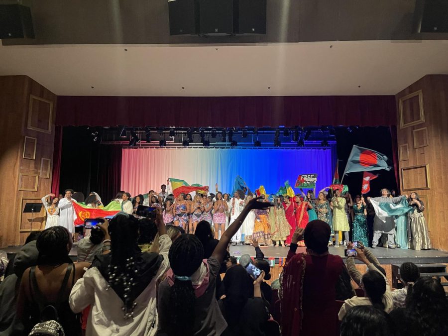 Students gathered on stage for a rendition of “We are the World” where all cultures were gathered as Heritage Night sold out all tickets on March 11th.