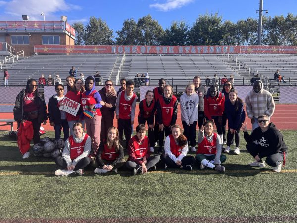 The Atoms Special Olympics team poses for a group photo after a soccer tournament at Marshall High School
