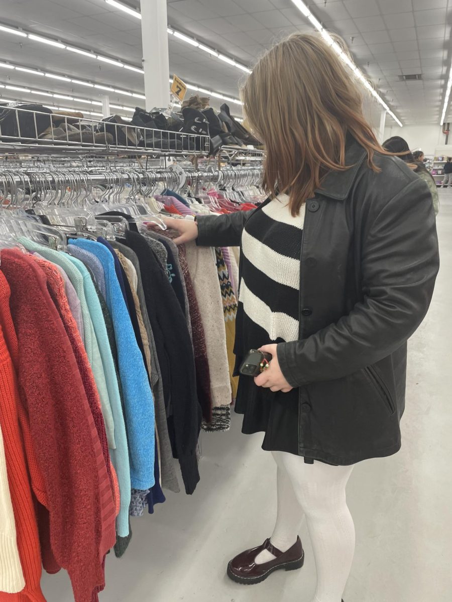 Freshman Gena Riester thrift shopping at B-Thrifty near AHS.