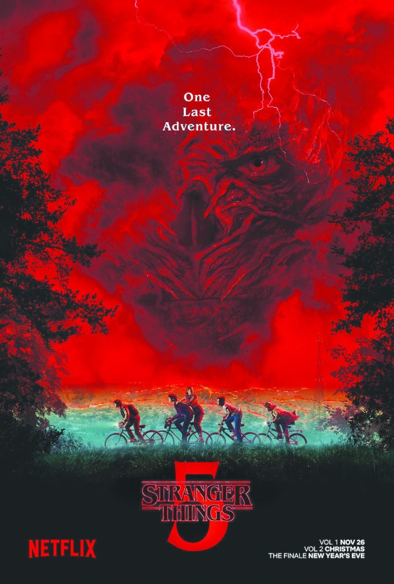 Official poster showing the main characters of Stranger Things season 5 