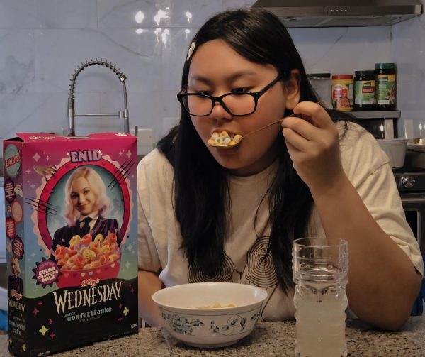 Sophomore Jamiee Le eats cereal that contains synthetic food dyes. Synthetic food dyes have been linked to worsen behavioral issues in children, food dyes like Red No.3 have been linked to cause cancer, and are only used for foods appearances and do not contribute to the taste the food has.